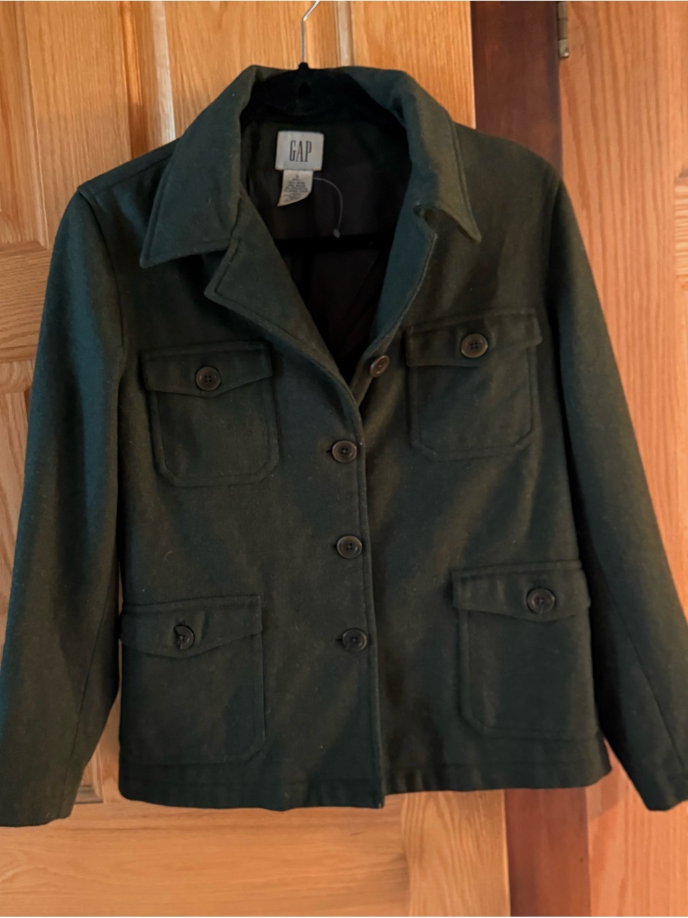 GAP Women's Forest Green Button-Front Pea Coat